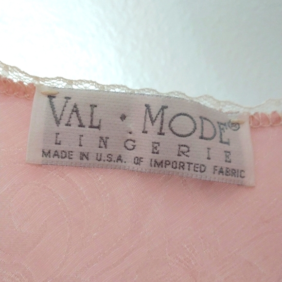 VINTAGE Val Mode Lingerie Satin Slip Pink Lace Feminine Cottage Core Coquette - Picture 3 of 4